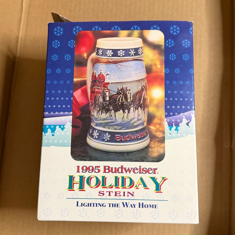 Budweiser 1995 Holiday Stein “Lighting the way home”  in original box